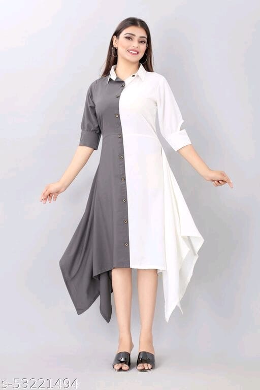 White Common Button Color Kurti 